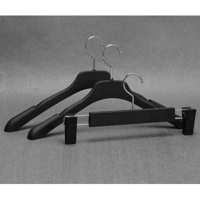 Plastic Black Coat Hanger Pant Hanger Customized Printing Logo